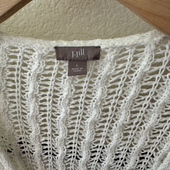 J. Jill Cotton Linen Open Knit Cardigan Size Large - Picture 3 of 6